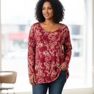 High Fifth long sleeve with scoop neck & roll up sleeve size 1 X